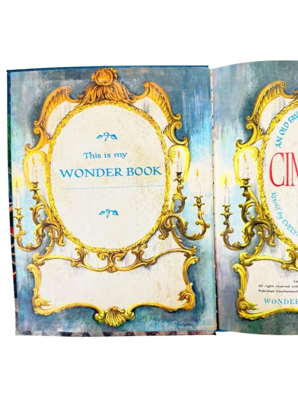 1954 Cinderella Wonder Book Hardcover Illustrated Vintage‎ Childrens Storybook